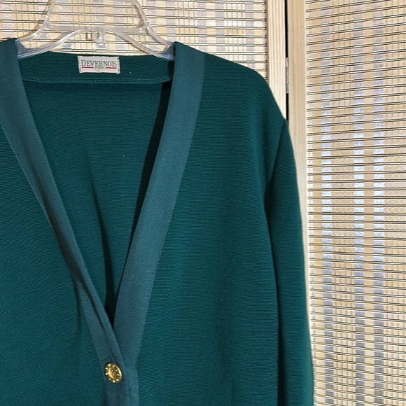 Devernois Paris Vintage 1970s Forest Green Preppy Cardigan Sweater Blazer - Picture 6 of 16